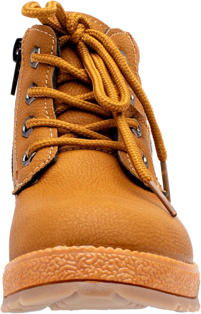 Lucky Kids Stylish Unisex Boots With Lace Up & Side-Zipp Closure For Outdoor Walking Non Slip Sole Easy Wear Boots For Toddlers