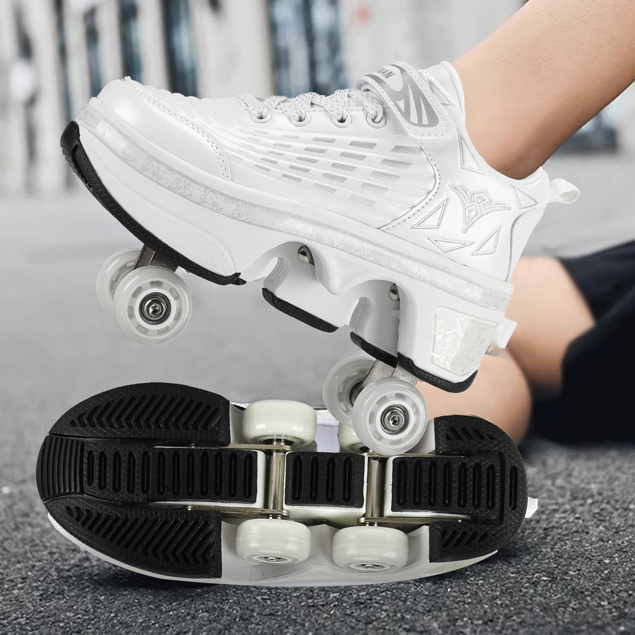 Lucky Kids Classic 2-in-1 Retractable Roller Skates Shoes Stealth Convertible Skate Sneakers