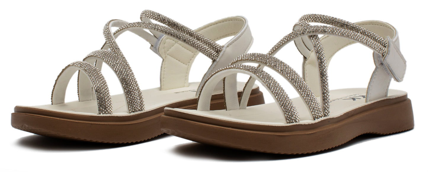 Kids King Sparkly Rhinestone Slip on Flat Sandals