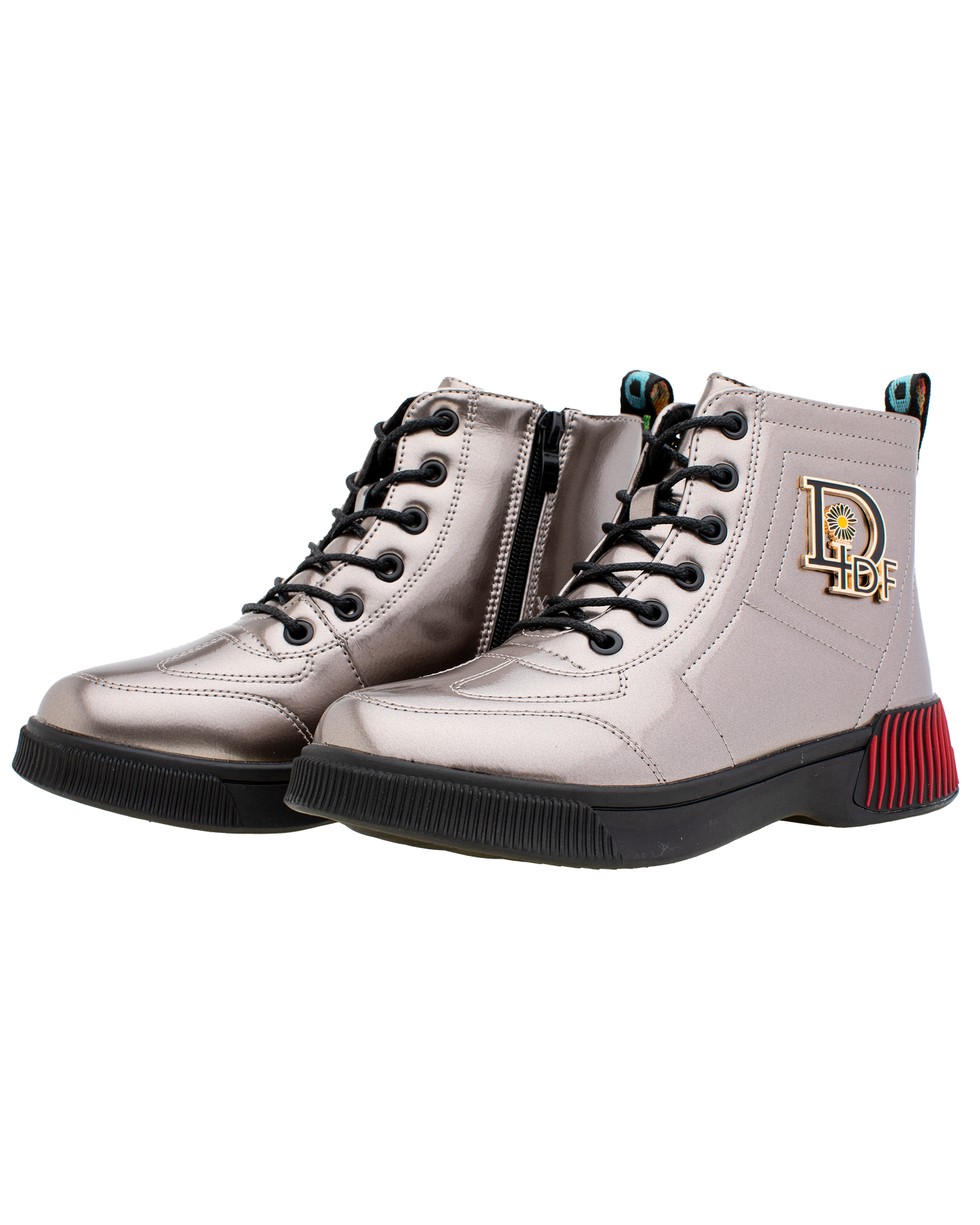 Lucky Kids Lace-Up Glossy Ankle Boots