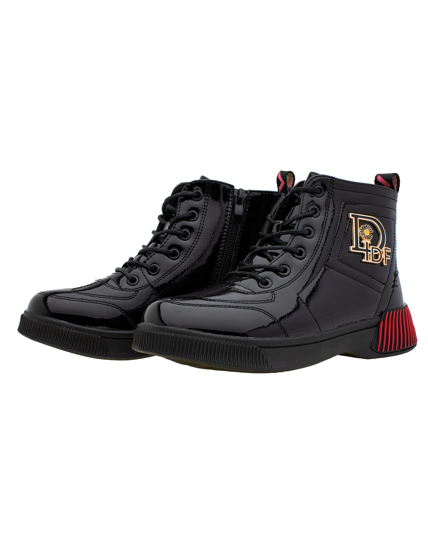 Lucky Kids Lace-Up Glossy Ankle Boots