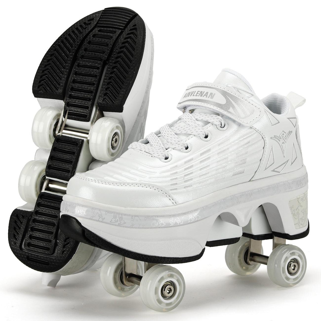 Lucky Kids Classic 2-in-1 Retractable Roller Skates Shoes Stealth Convertible Skate Sneakers