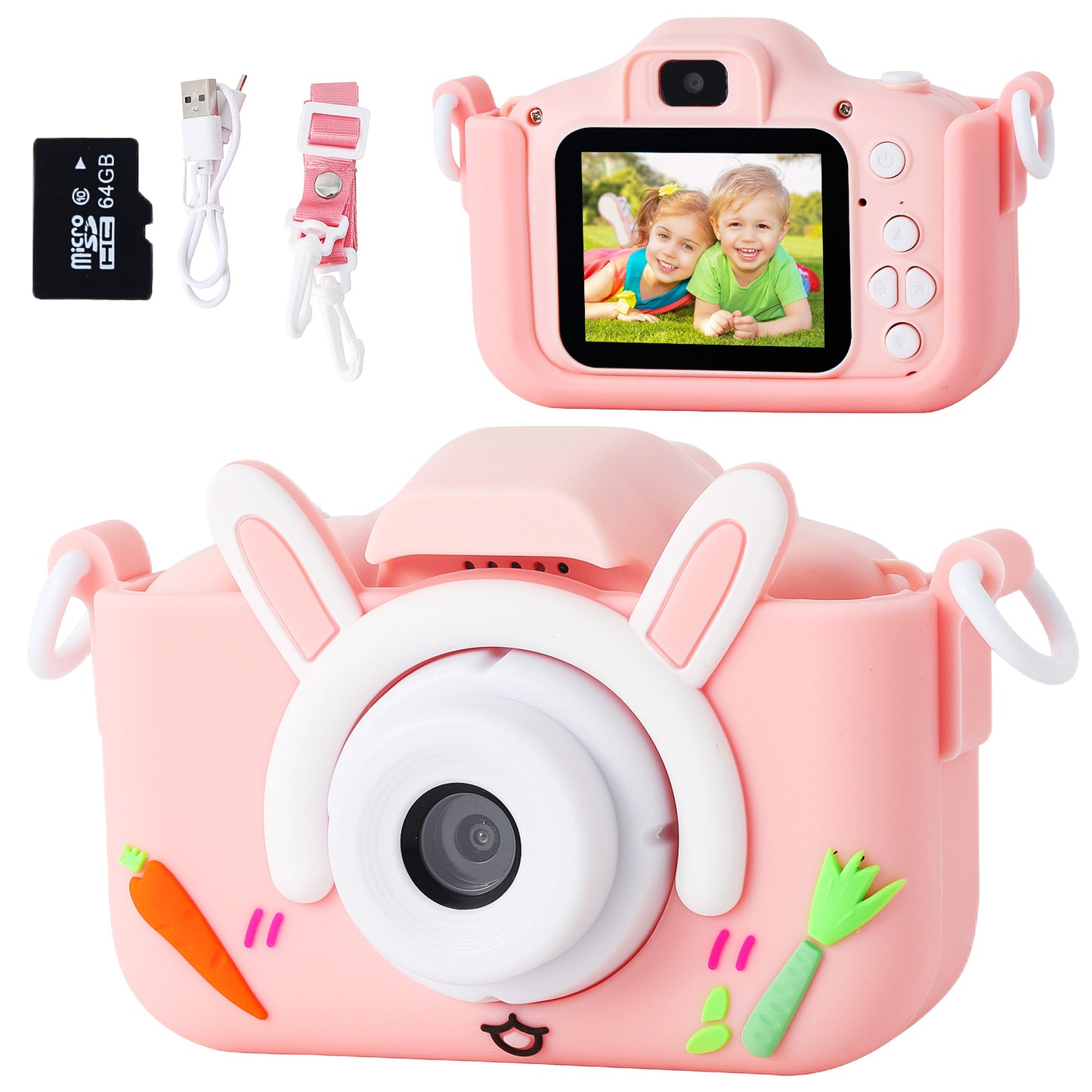 Camera For Kids,Toddler Kids Digital Camera Gift for Girls Boys 3-12 Age, Perfect Gift for Christmas and Birthdays, Kids Camera with 64G SD Card, 1080P HD Video Recording (pink Dinosaur)