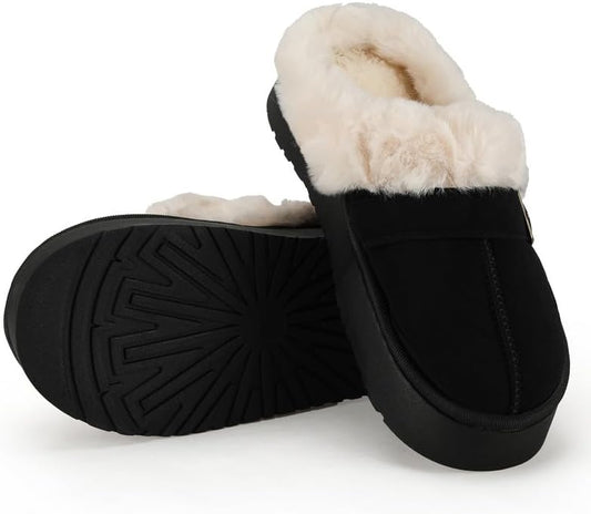 Cozy Women's Flipper Slippers - Plush Faux Fur Indoor/Outdoor Slide Sandals with Durable Sole, Comfort House Shoes for Women