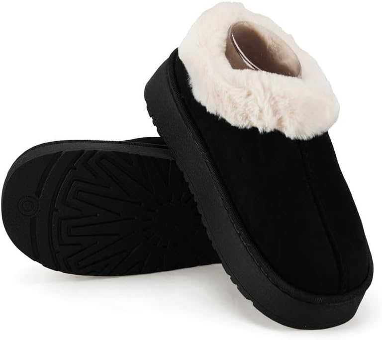 Women’s Fuzzy Winter Slippers, Plush Faux Fur House Shoes with Memory Foam, Cozy Warm Indoor Slip-On Slippers with Non-Slip Sole, Cute Fluffy Home Shoes for Girls & Ladies
