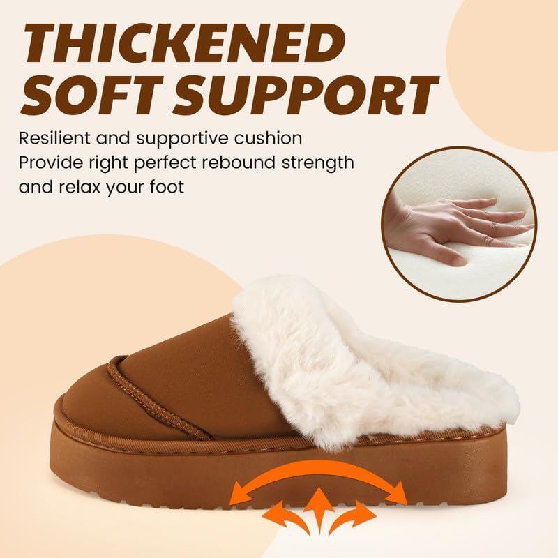 Cozy Women's Flipper Slippers - Plush Faux Fur Indoor/Outdoor Slide Sandals with Durable Sole, Comfort House Shoes for Women