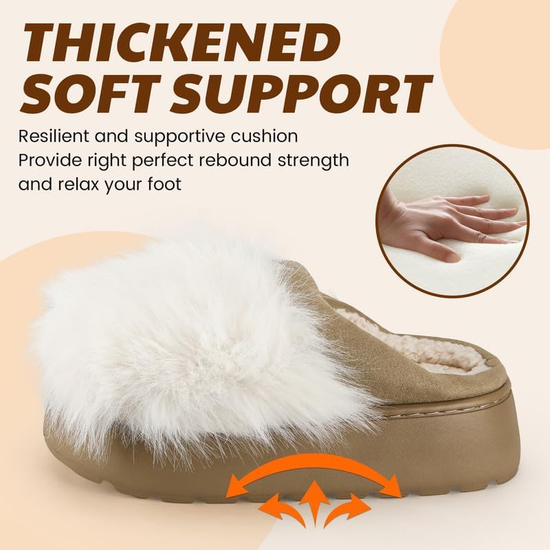 Women's Fuzzy Indoor Slippers, Cozy Plush Winter House Shoes with Memory Foam, Warm Furry Slip-On Slippers for Home, Anti-Skid Sole, Cute Gifts for Girls & Ladies