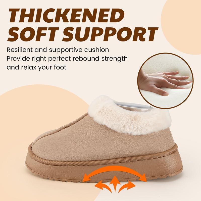 Women’s Fuzzy Winter Slippers, Plush Faux Fur House Shoes with Memory Foam, Cozy Warm Indoor Slip-On Slippers with Non-Slip Sole, Cute Fluffy Home Shoes for Girls & Ladies