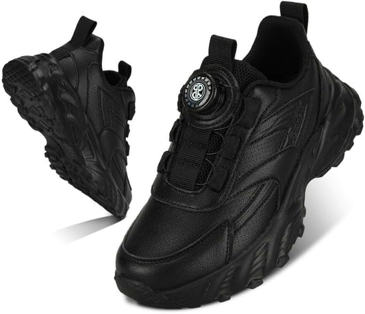 Kids Sneakers with Adjustable Dial Laces - Breathable Running Shoes for Boys Girls, Lightweight No Tie Twist Lace Athletic Shoes for School Sports