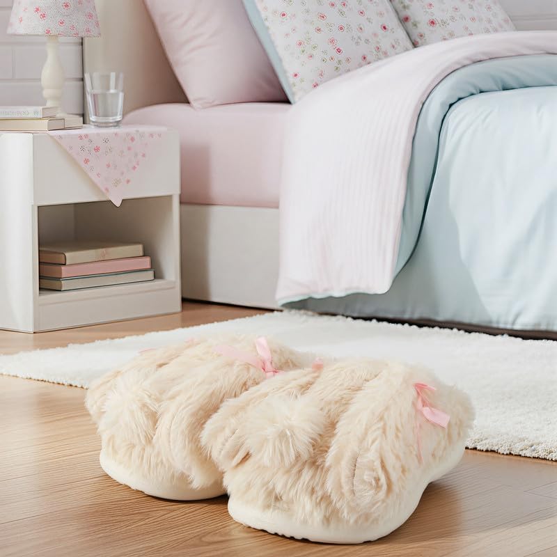 Women's Fuzzy Indoor Slippers, Cozy Plush Winter House Shoes with Memory Foam, Warm Furry Slip-On Slippers for Home, Anti-Skid Sole, Cute Gifts for Girls & Ladies