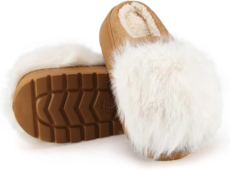 Women's Fuzzy Indoor Slippers, Cozy Plush Winter House Shoes with Memory Foam, Warm Furry Slip-On Slippers for Home, Anti-Skid Sole, Cute Gifts for Girls & Ladies