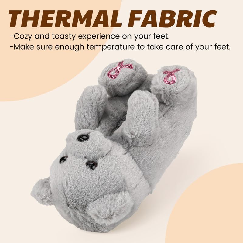 Funny Cartoon Plush Slippers for Adults – Warm Fleece Memory Foam Indoor Shoes, Soft Cozy House Slippers with Non-Slip Sole for Women