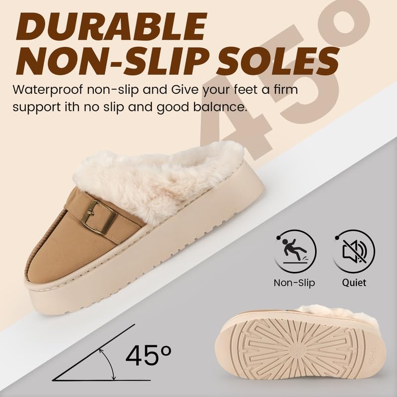 Cozy Women's Flipper Slippers - Plush Faux Fur Indoor/Outdoor Slide Sandals with Durable Sole, Comfort House Shoes for Women