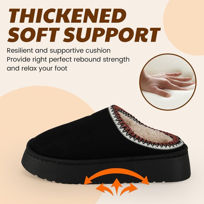 Women’s Fuzzy Winter Slippers, Plush Faux Fur House Shoes with Memory Foam, Cozy Warm Indoor Slip-On Slippers with Non-Slip Sole, Cute Fluffy Home Shoes for Girls & Ladies