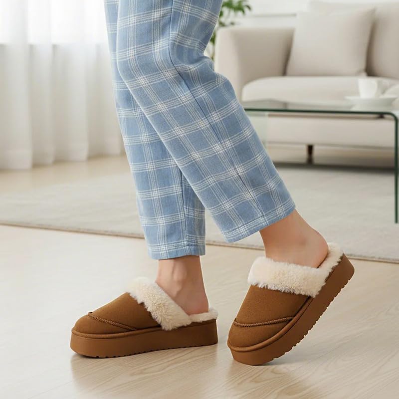Cozy Women's Flipper Slippers - Plush Faux Fur Indoor/Outdoor Slide Sandals with Durable Sole, Comfort House Shoes for Women