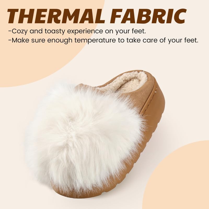 Women's Fuzzy Indoor Slippers, Cozy Plush Winter House Shoes with Memory Foam, Warm Furry Slip-On Slippers for Home, Anti-Skid Sole, Cute Gifts for Girls & Ladies