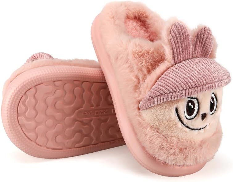 Cartoon Slippers for Kids, Funny Animal House Shoes with Non-Slip Sole, Cozy Plush Indoor Comfort Footwear for Boys and Girls