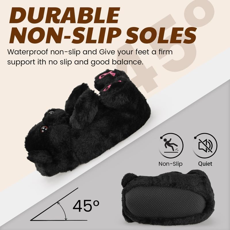 Funny Cartoon Plush Slippers for Adults – Warm Fleece Memory Foam Indoor Shoes, Soft Cozy House Slippers with Non-Slip Sole for Women