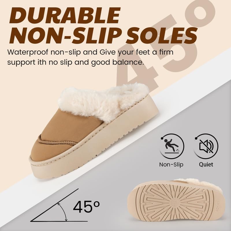 Cozy Women's Flipper Slippers - Plush Faux Fur Indoor/Outdoor Slide Sandals with Durable Sole, Comfort House Shoes for Women