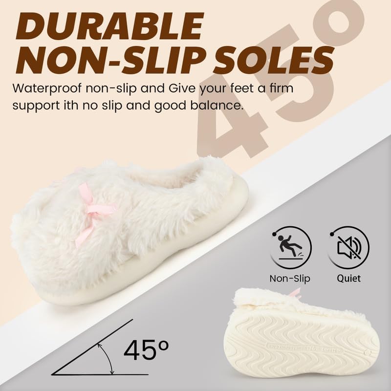 Women's Fuzzy Indoor Slippers, Cozy Plush Winter House Shoes with Memory Foam, Warm Furry Slip-On Slippers for Home, Anti-Skid Sole, Cute Gifts for Girls & Ladies