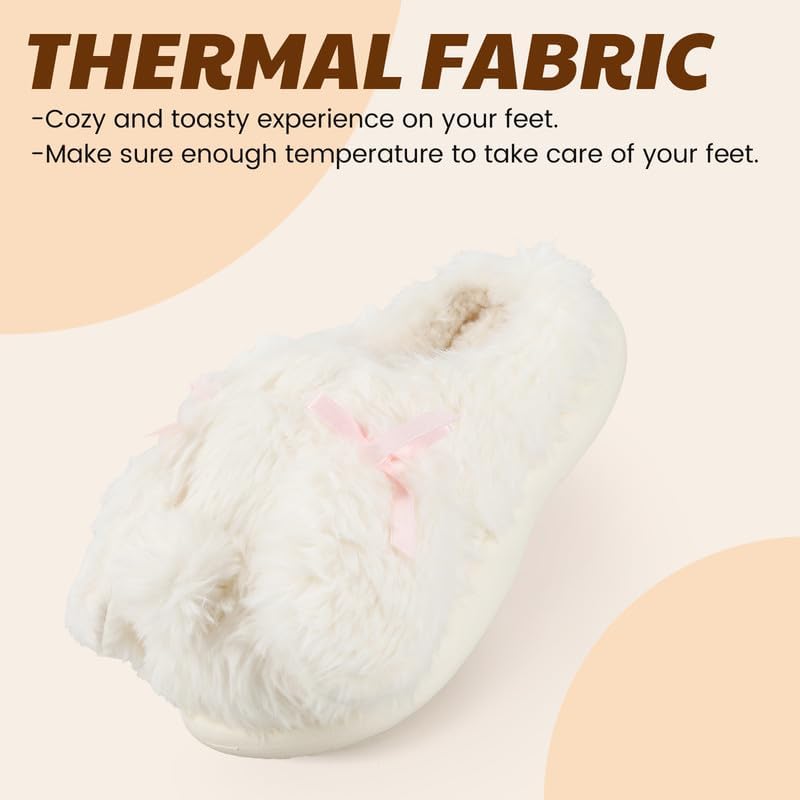 Women's Fuzzy Indoor Slippers, Cozy Plush Winter House Shoes with Memory Foam, Warm Furry Slip-On Slippers for Home, Anti-Skid Sole, Cute Gifts for Girls & Ladies