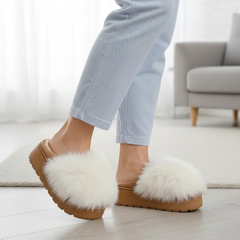 Women's Fuzzy Indoor Slippers, Cozy Plush Winter House Shoes with Memory Foam, Warm Furry Slip-On Slippers for Home, Anti-Skid Sole, Cute Gifts for Girls & Ladies