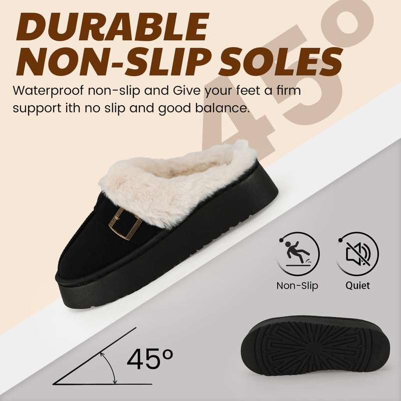 Cozy Women's Flipper Slippers - Plush Faux Fur Indoor/Outdoor Slide Sandals with Durable Sole, Comfort House Shoes for Women