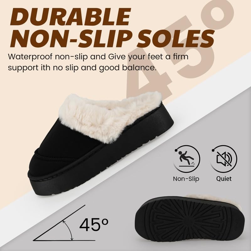 Cozy Women's Flipper Slippers - Plush Faux Fur Indoor/Outdoor Slide Sandals with Durable Sole, Comfort House Shoes for Women