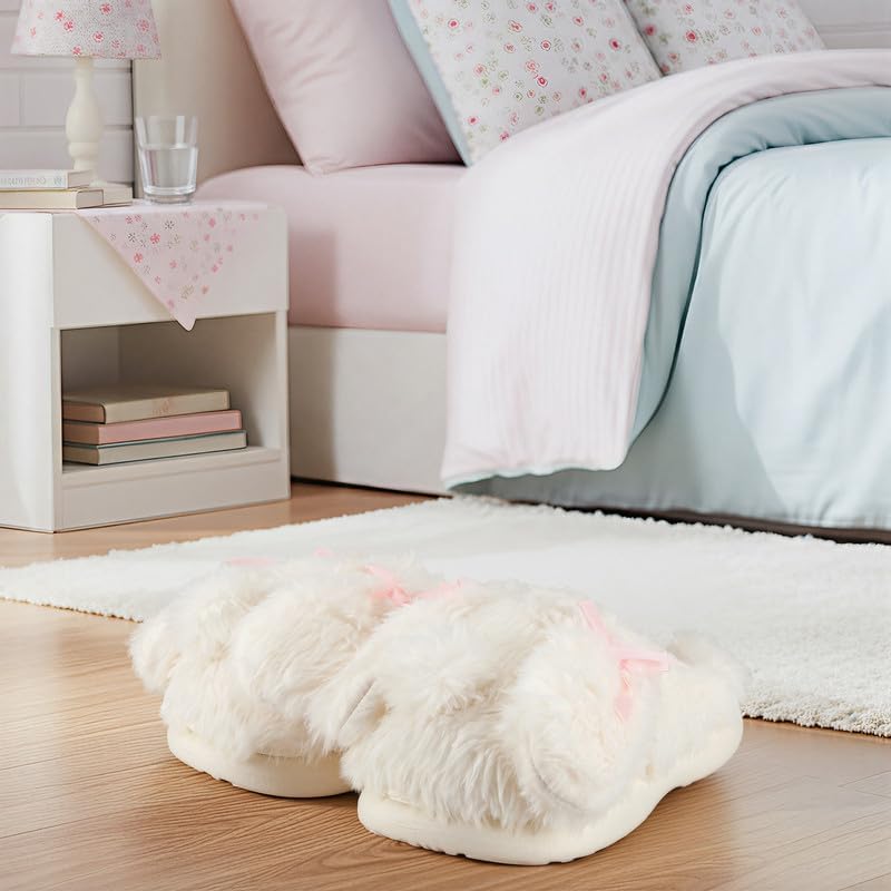 Women's Fuzzy Indoor Slippers, Cozy Plush Winter House Shoes with Memory Foam, Warm Furry Slip-On Slippers for Home, Anti-Skid Sole, Cute Gifts for Girls & Ladies