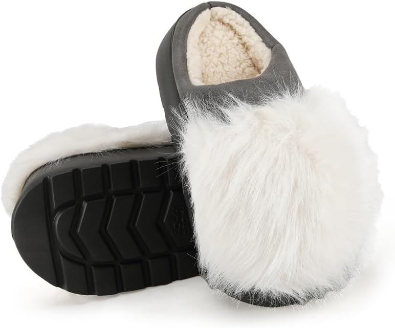 Women's Fuzzy Indoor Slippers, Cozy Plush Winter House Shoes with Memory Foam, Warm Furry Slip-On Slippers for Home, Anti-Skid Sole, Cute Gifts for Girls & Ladies