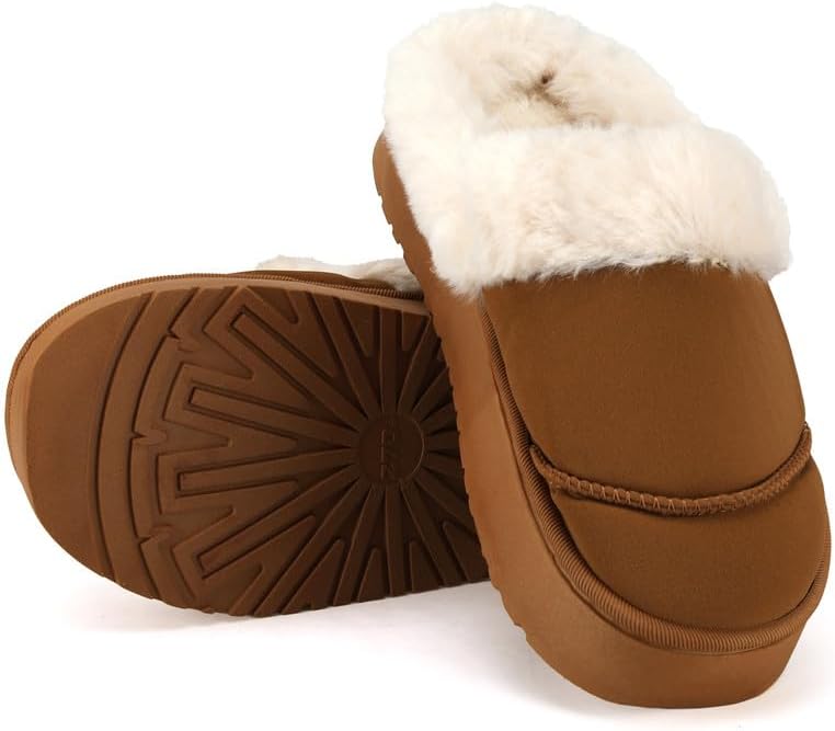 Cozy Women's Flipper Slippers - Plush Faux Fur Indoor/Outdoor Slide Sandals with Durable Sole, Comfort House Shoes for Women