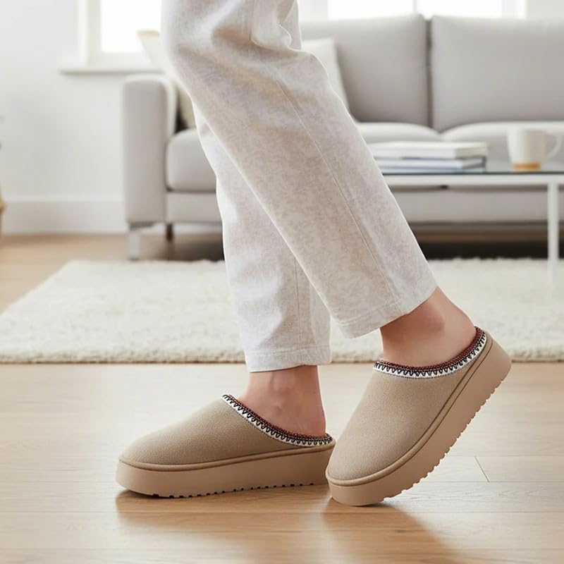 Women’s Fuzzy Winter Slippers, Plush Faux Fur House Shoes with Memory Foam, Cozy Warm Indoor Slip-On Slippers with Non-Slip Sole, Cute Fluffy Home Shoes for Girls & Ladies