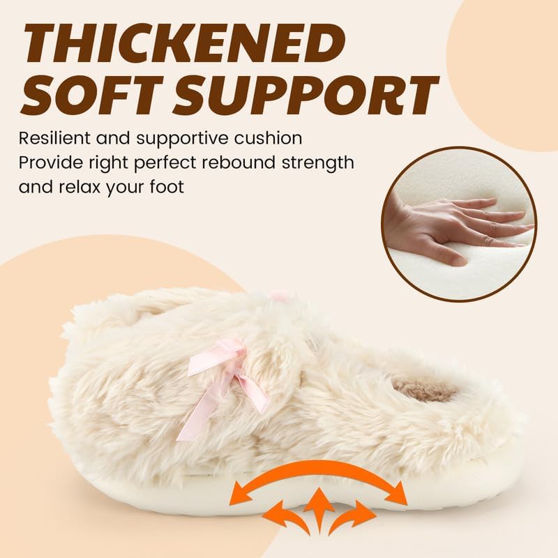 Women's Fuzzy Indoor Slippers, Cozy Plush Winter House Shoes with Memory Foam, Warm Furry Slip-On Slippers for Home, Anti-Skid Sole, Cute Gifts for Girls & Ladies