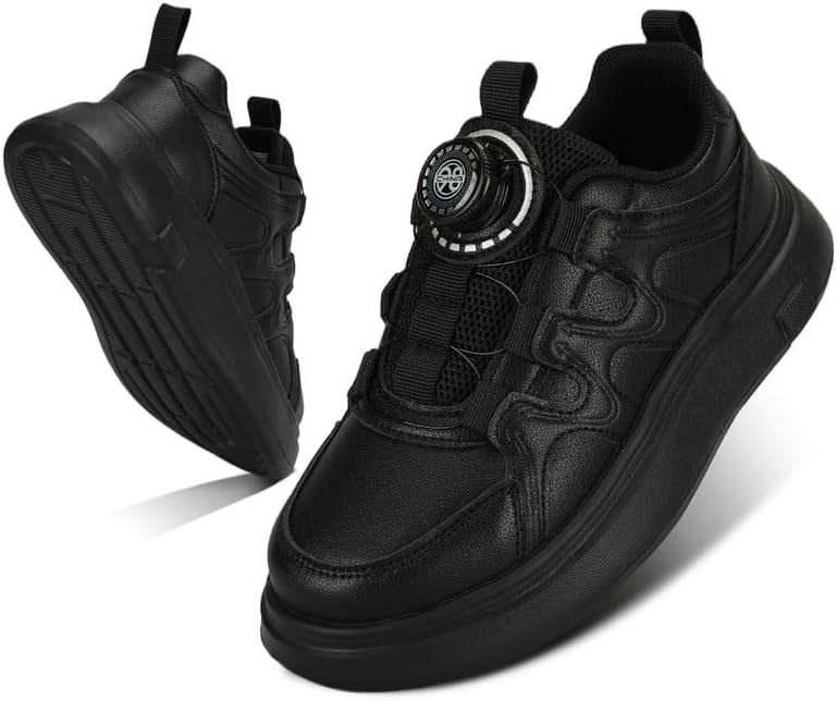 Kids Sneakers with Adjustable Dial Laces - Breathable Running Shoes for Boys Girls, Lightweight No Tie Twist Lace Athletic Shoes for School Sports