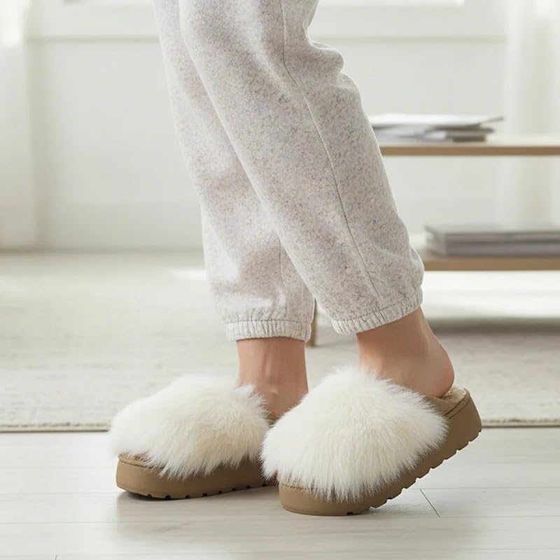 Women's Fuzzy Indoor Slippers, Cozy Plush Winter House Shoes with Memory Foam, Warm Furry Slip-On Slippers for Home, Anti-Skid Sole, Cute Gifts for Girls & Ladies