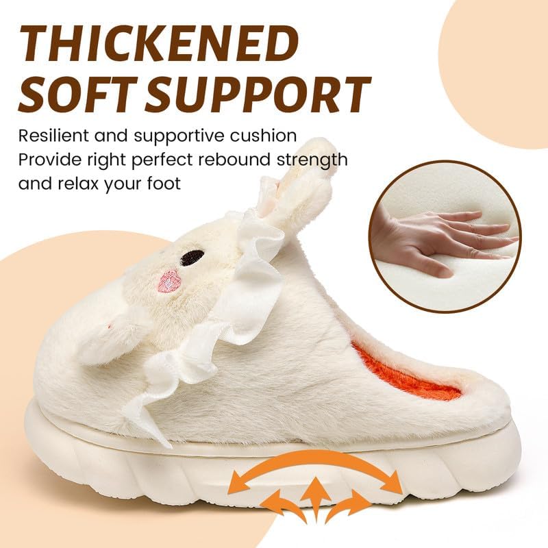 Woman Slippers Winter House Slippers for Women Cute Rabbit Soft Warm Shoes Comfy Home Furry Slippers for Girls