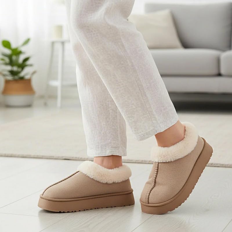 Women’s Fuzzy Winter Slippers, Plush Faux Fur House Shoes with Memory Foam, Cozy Warm Indoor Slip-On Slippers with Non-Slip Sole, Cute Fluffy Home Shoes for Girls & Ladies