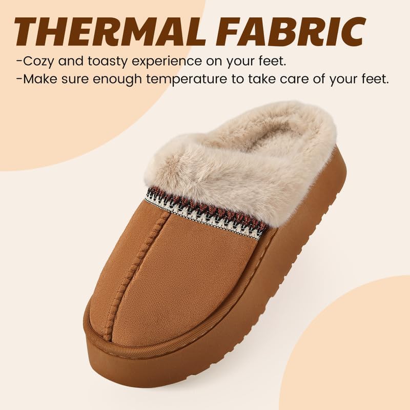 Women’s Fuzzy Slippers, Indoor Plush Faux Fur House Shoes with Memory Foam,Cute Fluffy Home Shoes for Girls & Ladies Cozy Warm Indoor Slip-On Slippers with Non-Slip Sole