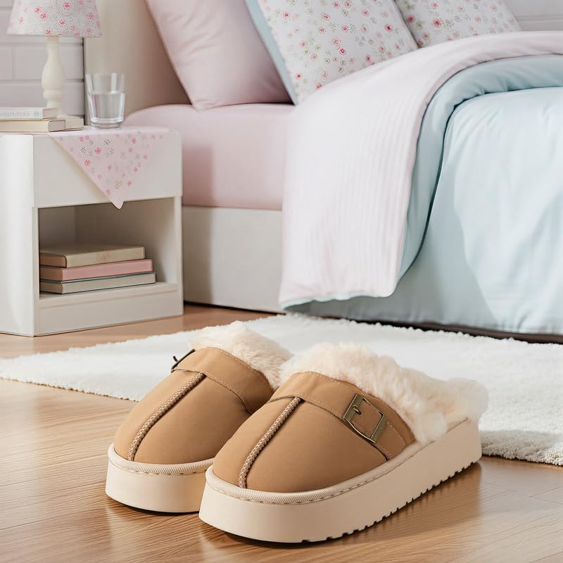 Cozy Women's Flipper Slippers - Plush Faux Fur Indoor/Outdoor Slide Sandals with Durable Sole, Comfort House Shoes for Women