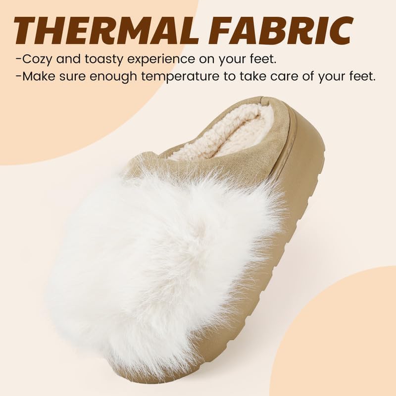 Women's Fuzzy Indoor Slippers, Cozy Plush Winter House Shoes with Memory Foam, Warm Furry Slip-On Slippers for Home, Anti-Skid Sole, Cute Gifts for Girls & Ladies