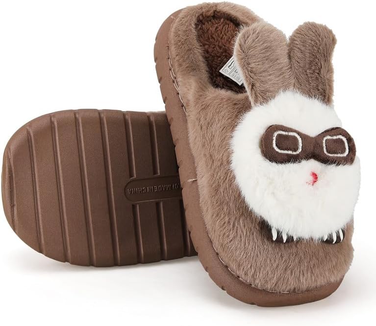 Cartoon Slippers for Kids, Funny Animal House Shoes with Non-Slip Sole, Cozy Plush Indoor Comfort Footwear for Boys and Girls