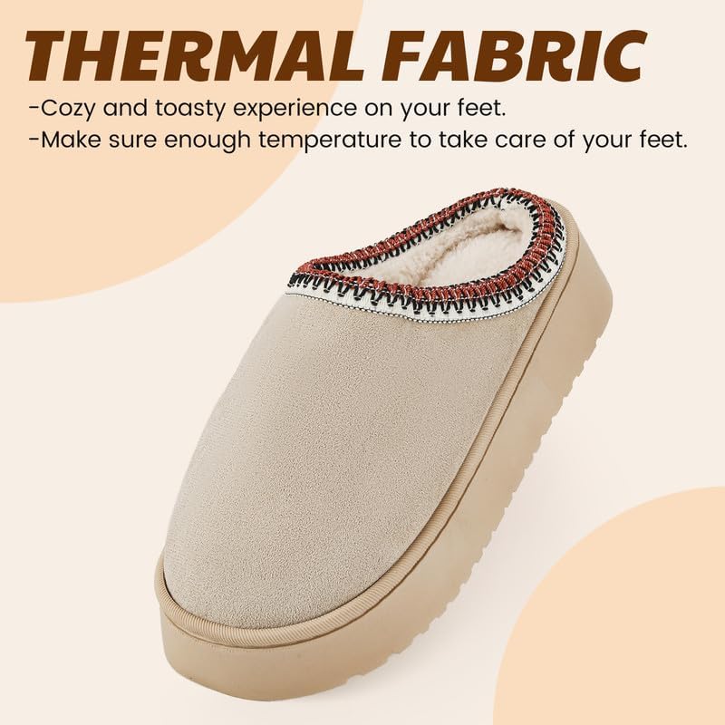 Women’s Fuzzy Winter Slippers, Plush Faux Fur House Shoes with Memory Foam, Cozy Warm Indoor Slip-On Slippers with Non-Slip Sole, Cute Fluffy Home Shoes for Girls & Ladies