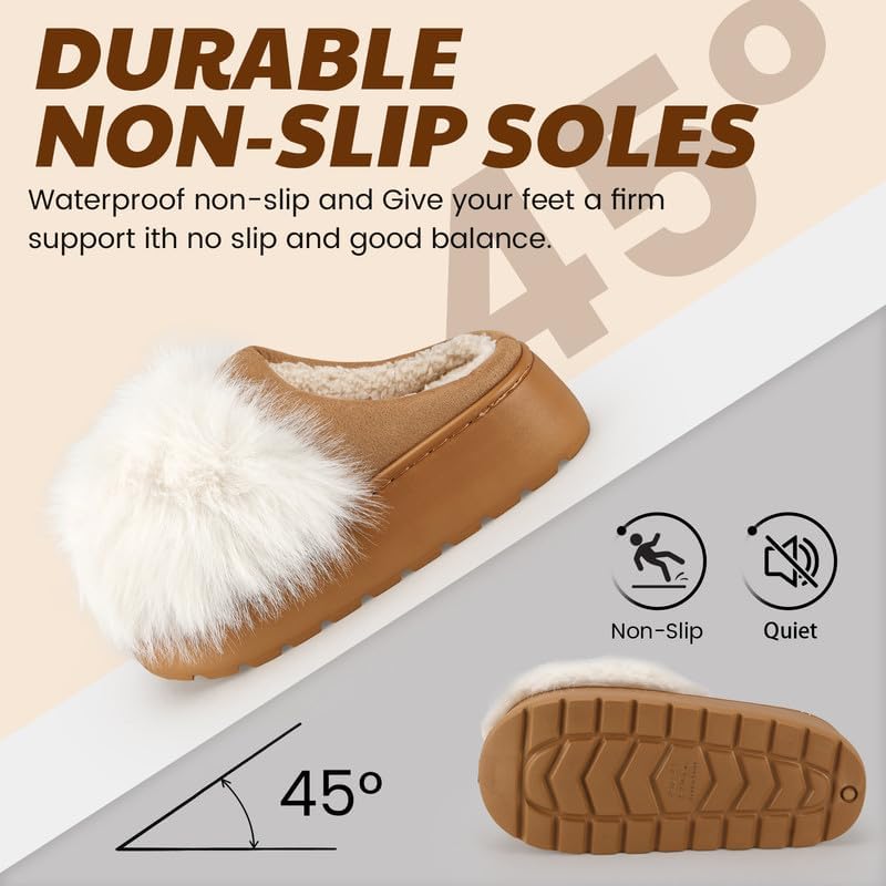 Women's Fuzzy Indoor Slippers, Cozy Plush Winter House Shoes with Memory Foam, Warm Furry Slip-On Slippers for Home, Anti-Skid Sole, Cute Gifts for Girls & Ladies