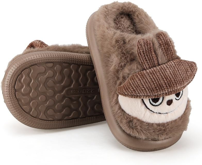 Cartoon Slippers for Kids, Funny Animal House Shoes with Non-Slip Sole, Cozy Plush Indoor Comfort Footwear for Boys and Girls