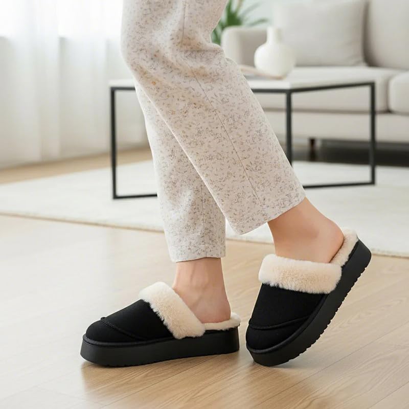 Cozy Women's Flipper Slippers - Plush Faux Fur Indoor/Outdoor Slide Sandals with Durable Sole, Comfort House Shoes for Women