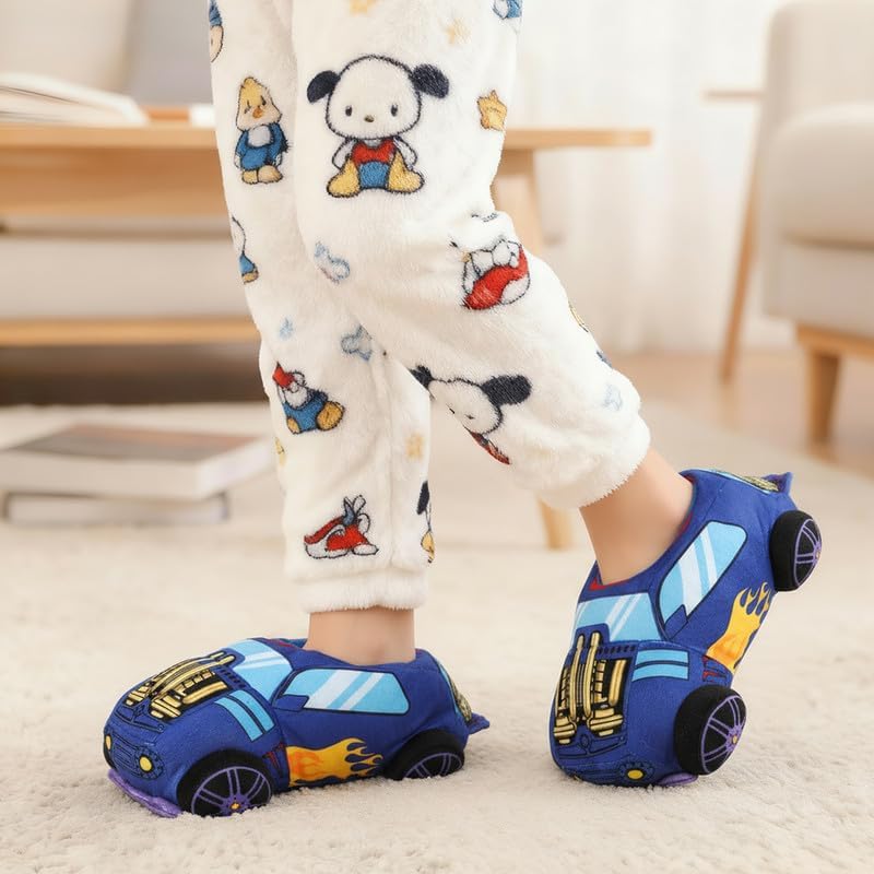 Kids Cute Cartoon Plush Slippers – Soft Warm Fuzzy Indoor Shoes with Anti-Slip Sole, Cozy Winter Slippers for Boys and Girls