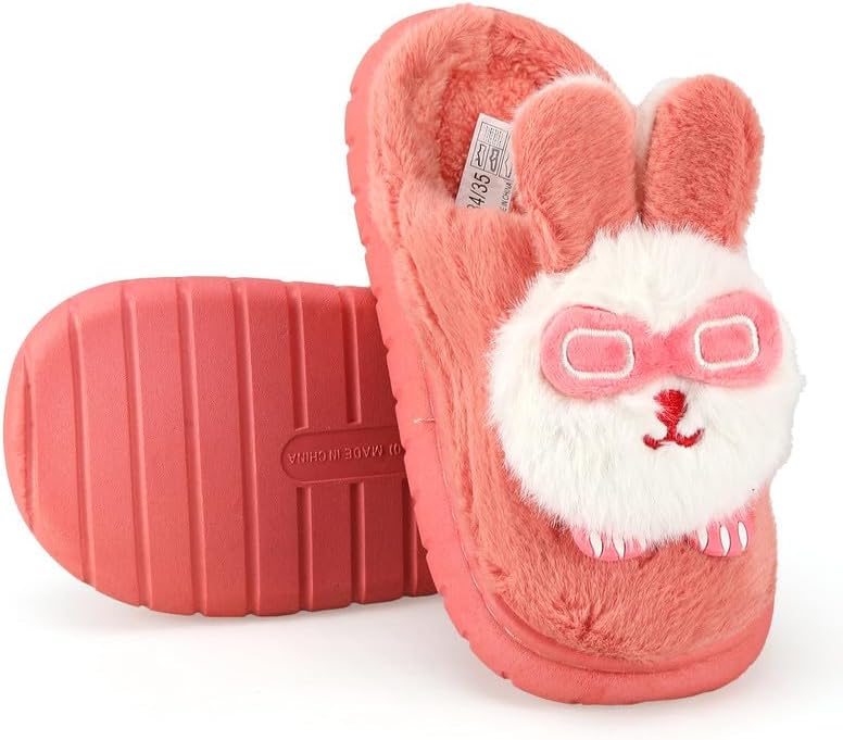 Cartoon Slippers for Kids, Funny Animal House Shoes with Non-Slip Sole, Cozy Plush Indoor Comfort Footwear for Boys and Girls