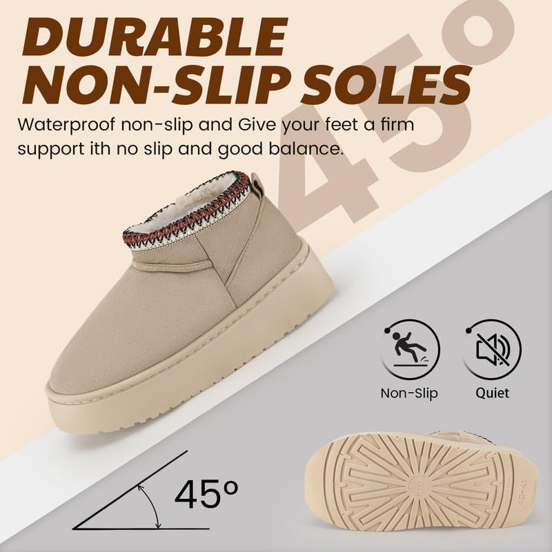 Women’s Fuzzy Winter Slippers, Plush Faux Fur House Shoes with Memory Foam, Cozy Warm Indoor Slip-On Slippers with Non-Slip Sole, Cute Fluffy Home Shoes for Girls & Ladies