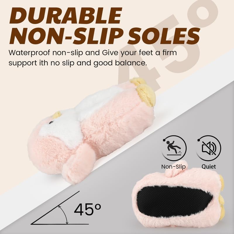 Funny Cartoon Plush Slippers for Adults – Warm Fleece Memory Foam Indoor Shoes, Soft Cozy House Slippers with Non-Slip Sole for Women