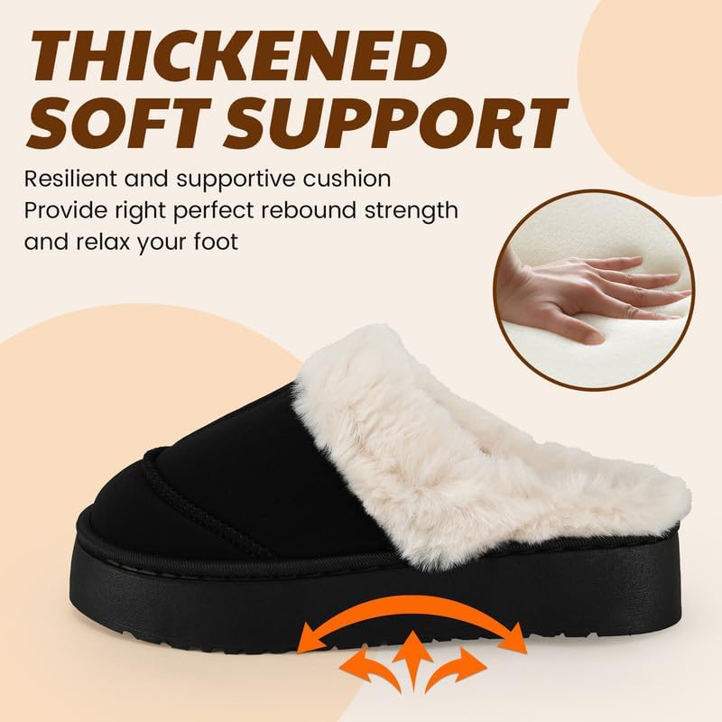 Cozy Women's Flipper Slippers - Plush Faux Fur Indoor/Outdoor Slide Sandals with Durable Sole, Comfort House Shoes for Women
